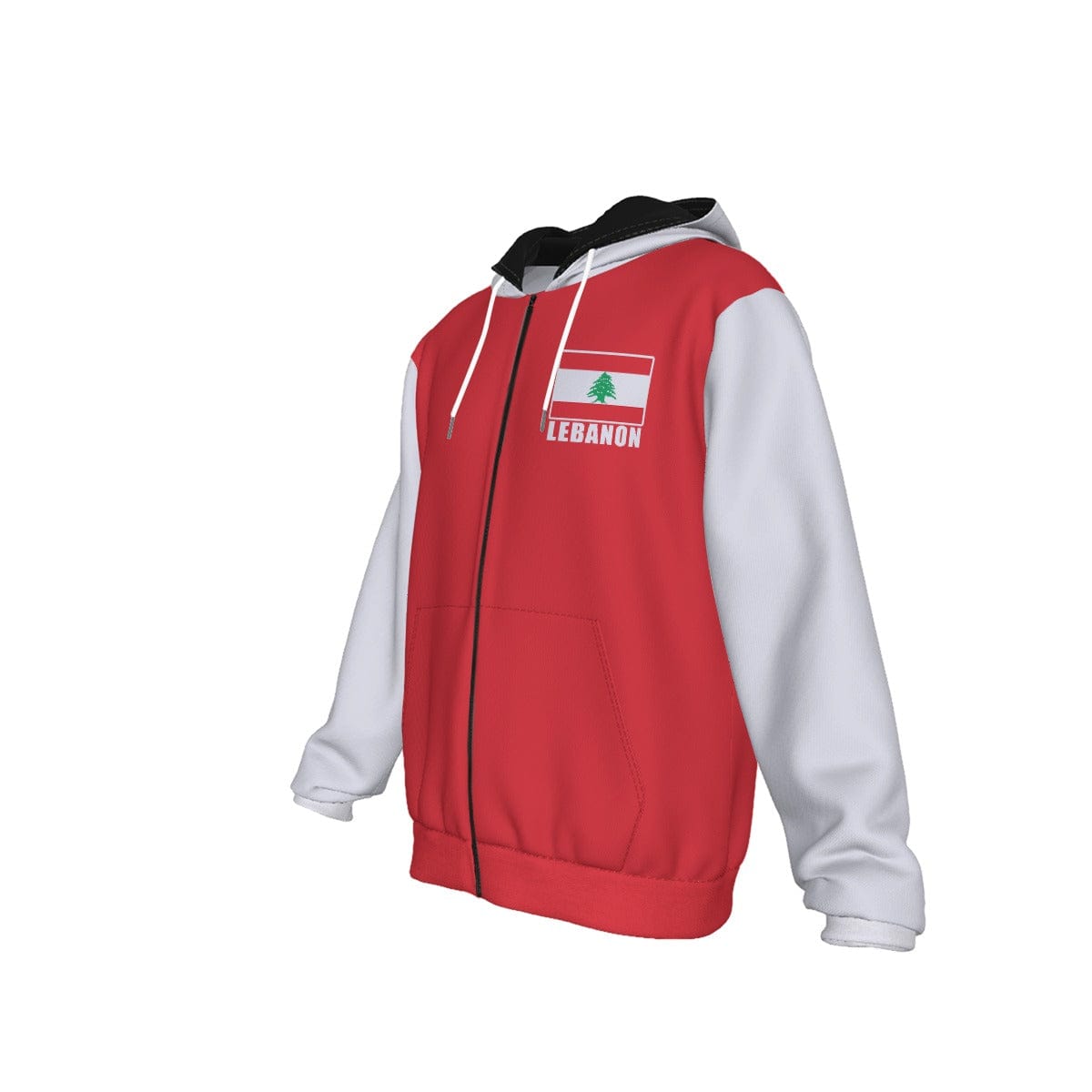 Lebanon Unisex Football Fan Zip Hoodie Front Left