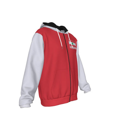 Lebanon Unisex Football Fan Zip Hoodie Front Right