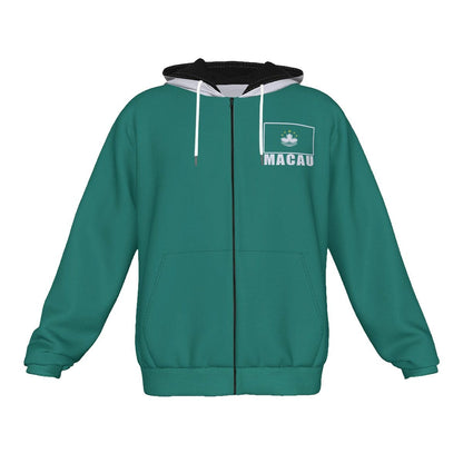 Macau Unisex Football Fan Zip Hoodie Front