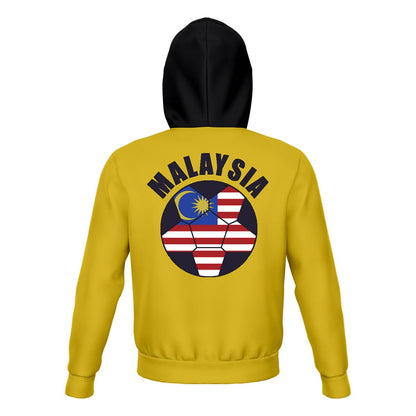 Malaysia Unisex Football Fan Pullover Hoodie Back with Hood Up