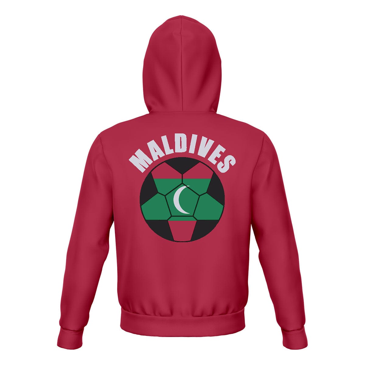 Maldives Unisex Football Fan Pullover Hoodie Back with Hood Up