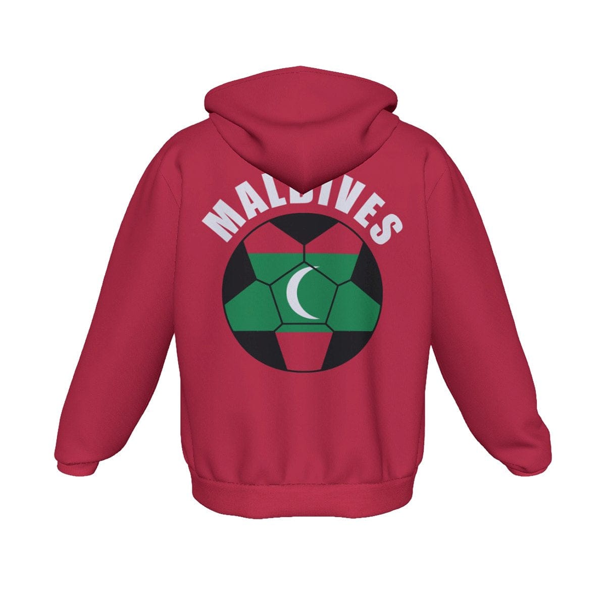 Maldives Unisex Football Fan Zip Hoodie Back