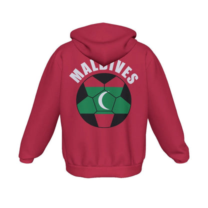 Maldives Unisex Football Fan Zip Hoodie Back