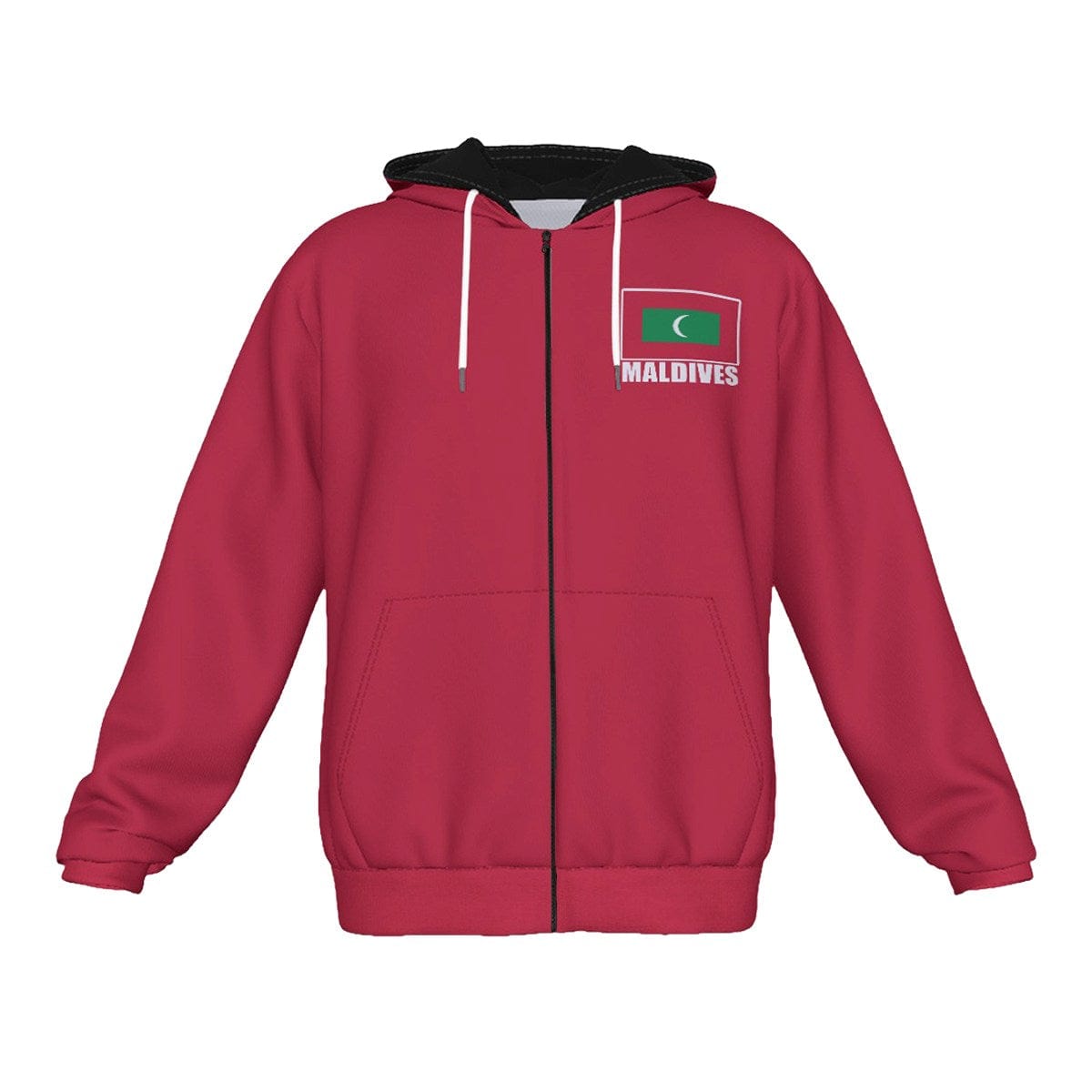 Maldives Unisex Football Fan Zip Hoodie Front