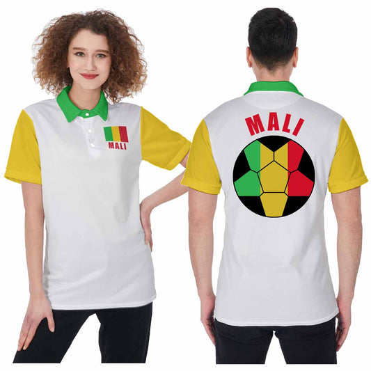 Mali Unisex Football Fan Polo Shirt Front and Back