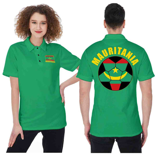 Mauritania Unisex Football Fan Polo Shirt Front and Back