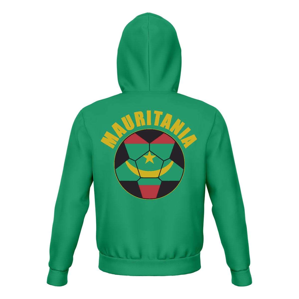 Mauritania Unisex Football Fan Pullover Hoodie Back with Hood Up