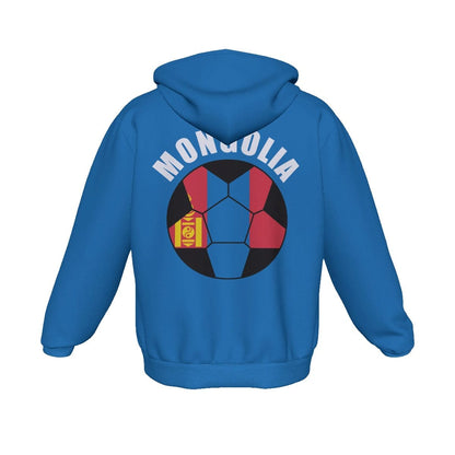 Mongolia Unisex Football Fan Zip Hoodie Back