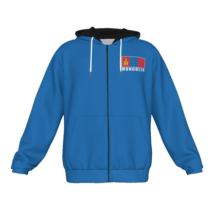 Mongolia Unisex Football Fan Zip Hoodie Front