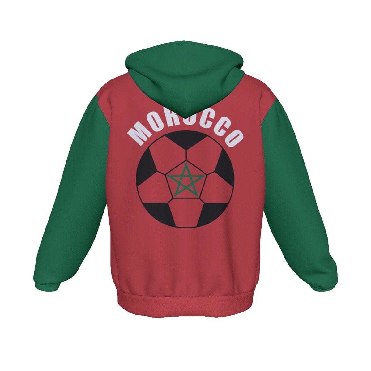 Morocco Unisex Football Fan Zip Hoodie Back