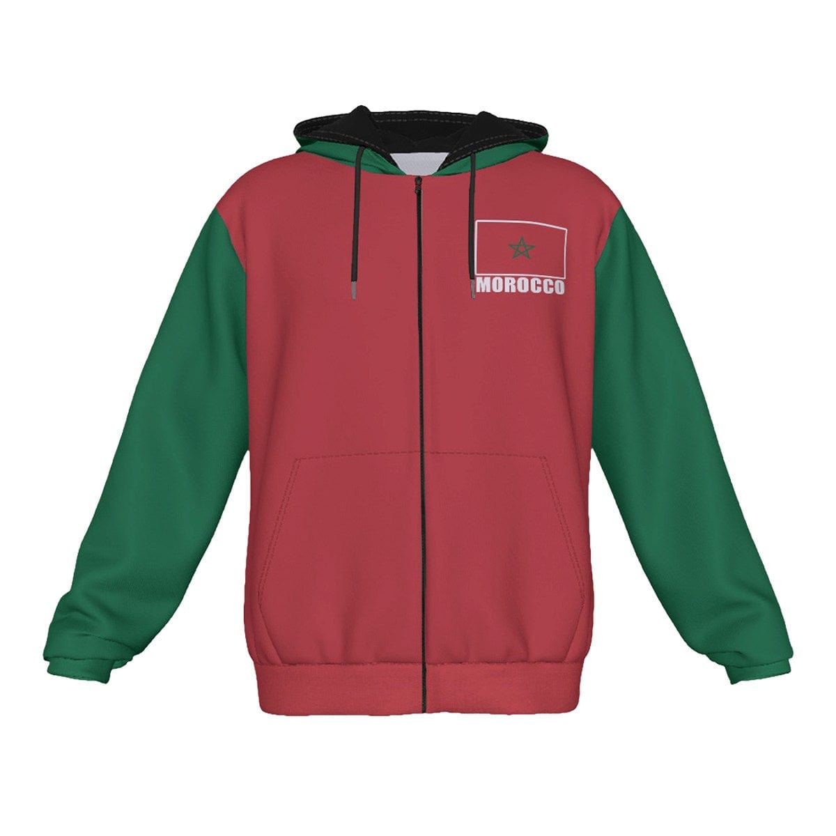 Morocco Unisex Football Fan Zip Hoodie Front