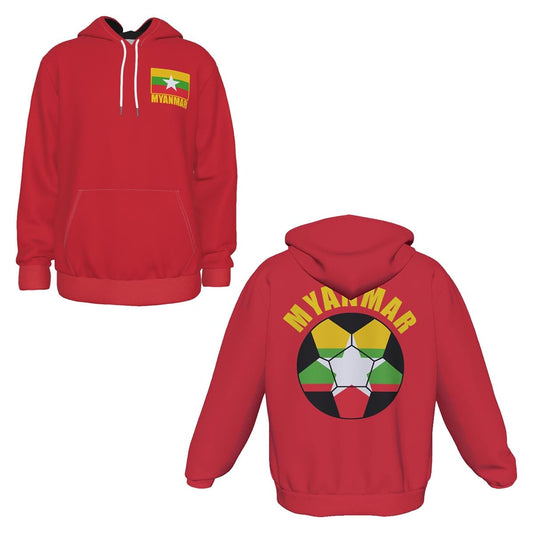 Myanmar Unisex Football Fan Pullover Hoodie Front and Back