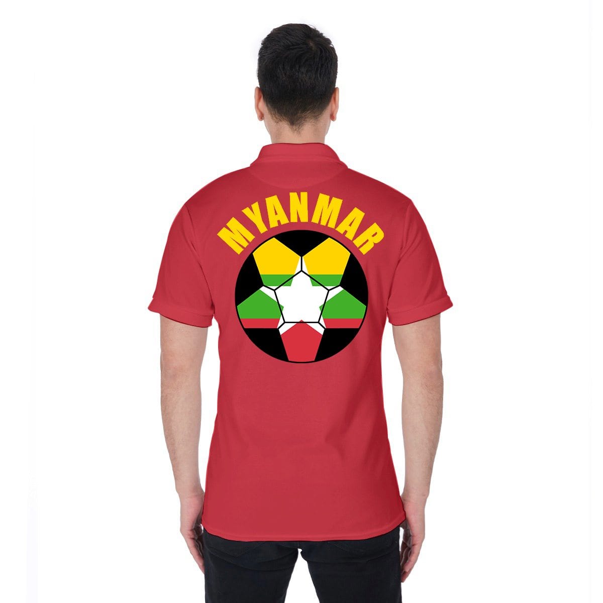 Myanmar (Burma) Unisex Football Fan Polo Shirt Back