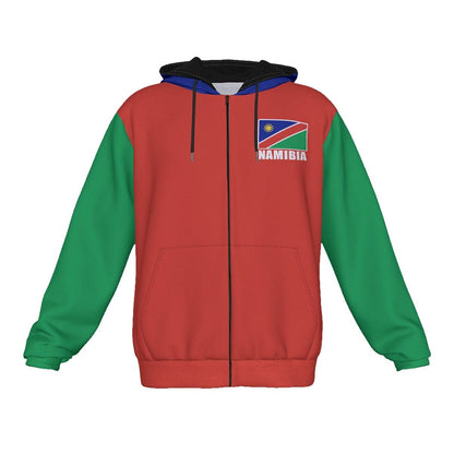 Namibia Unisex Football Fan Zip Hoodie Front