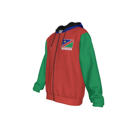 Namibia Unisex Football Fan Zip Hoodie Front Left