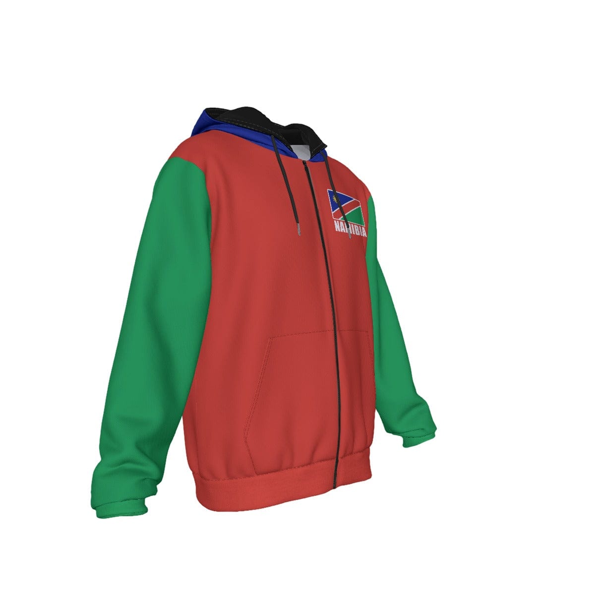 Namibia Unisex Football Fan Zip Hoodie Front Right