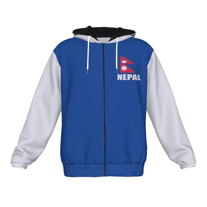 Nepal Unisex Football Fan Zip Hoodie Front