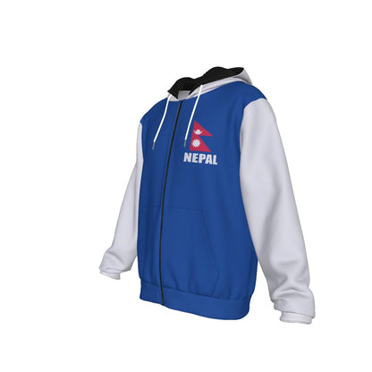 Nepal Unisex Football Fan Zip Hoodie Front Left