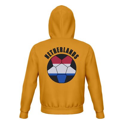 Netherlands Unisex Football Fan Pullover Hoodie Back with Hood Up