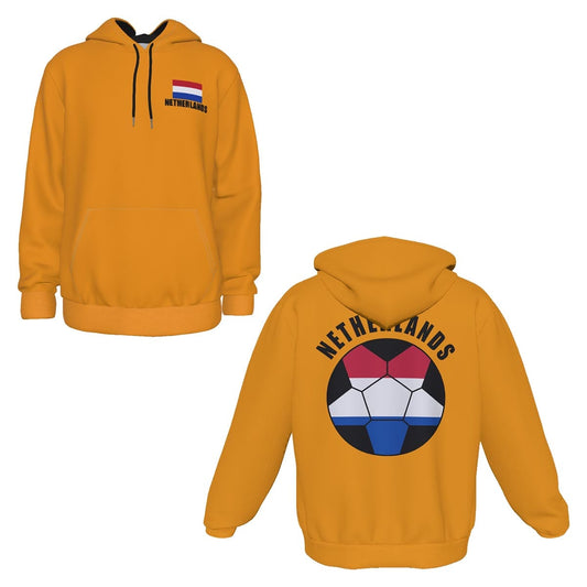 Netherlands Unisex Football Fan Pullover Hoodie Front and Back