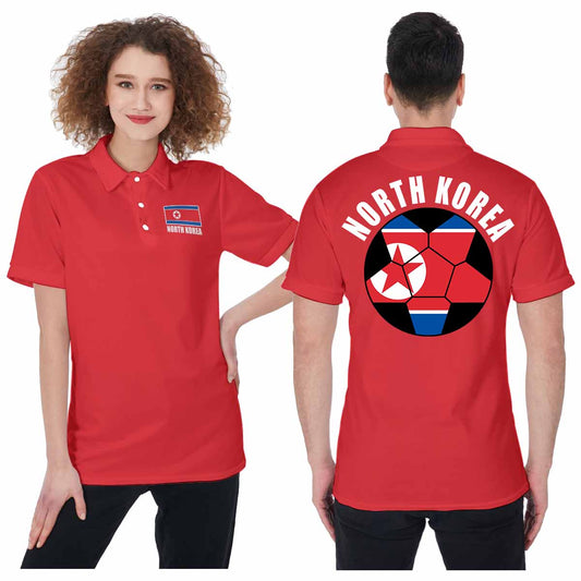 North Korea Unisex Football Fan Polo Shirt Front and Back