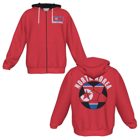 North Korea Unisex Football Fan Zip Hoodie Front and Back