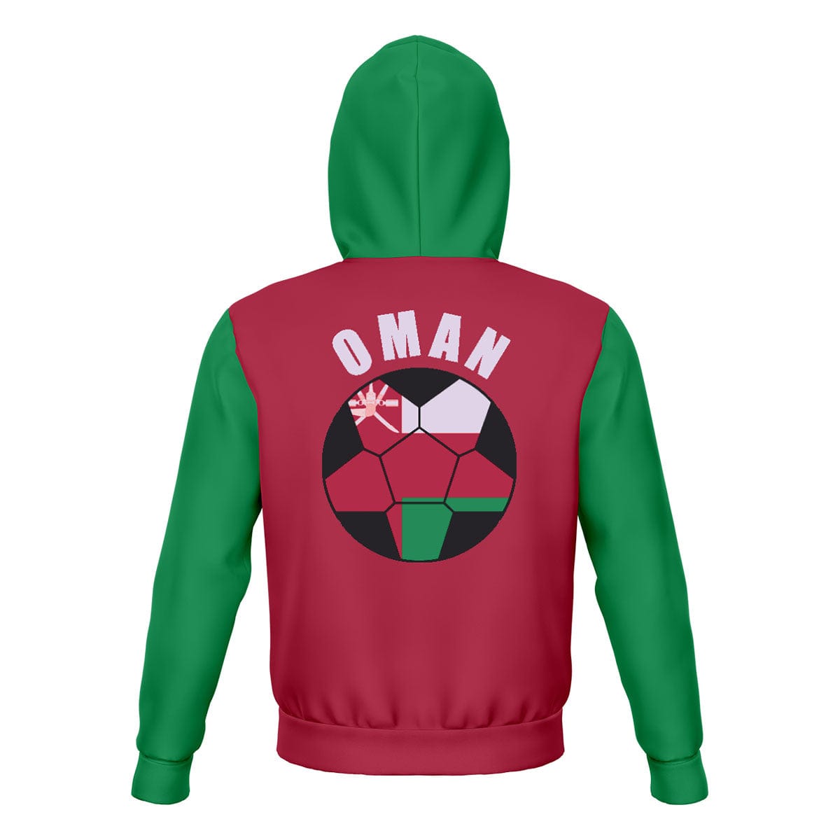 Oman Unisex Football Fan Pullover Hoodie Back with Hood Up