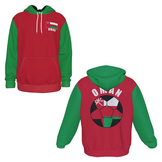 Oman Unisex Football Fan Pullover Hoodie Front and Back