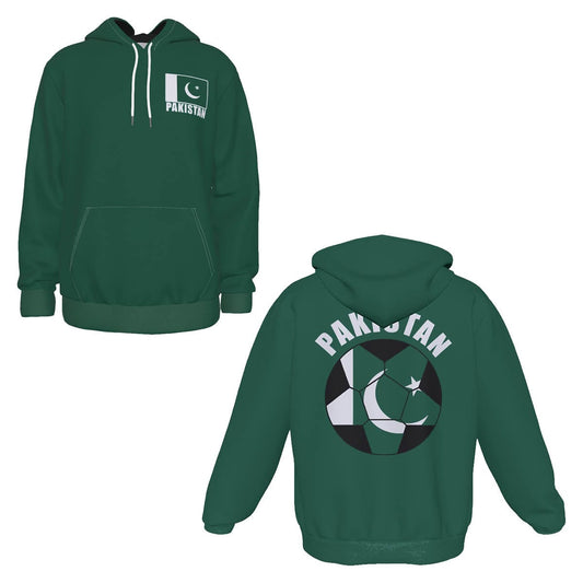 Pakistan Unisex Football Fan Pullover Hoodie Front and Back