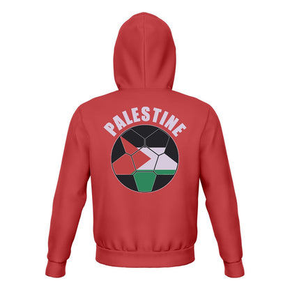 Palestine Unisex Football Fan Pullover Hoodie Back with Hood Up