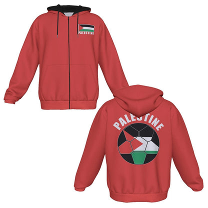 Palestine Unisex Football Fan Zip Hoodie Front and Back