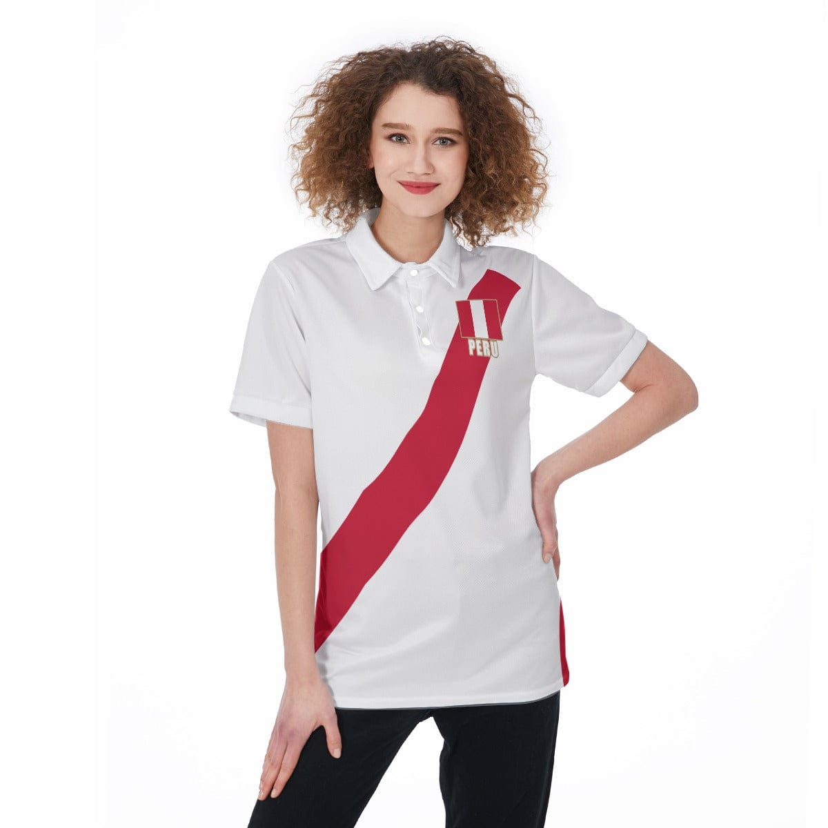 Peru Unisex Football Fan Polo Shirt Front