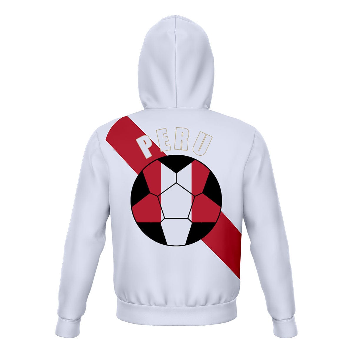 Peru Unisex Football Fan Pullover Hoodie Back with Hood Up