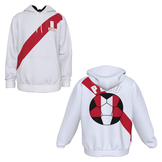 Peru Unisex Football Fan Pullover Hoodie Front and Back