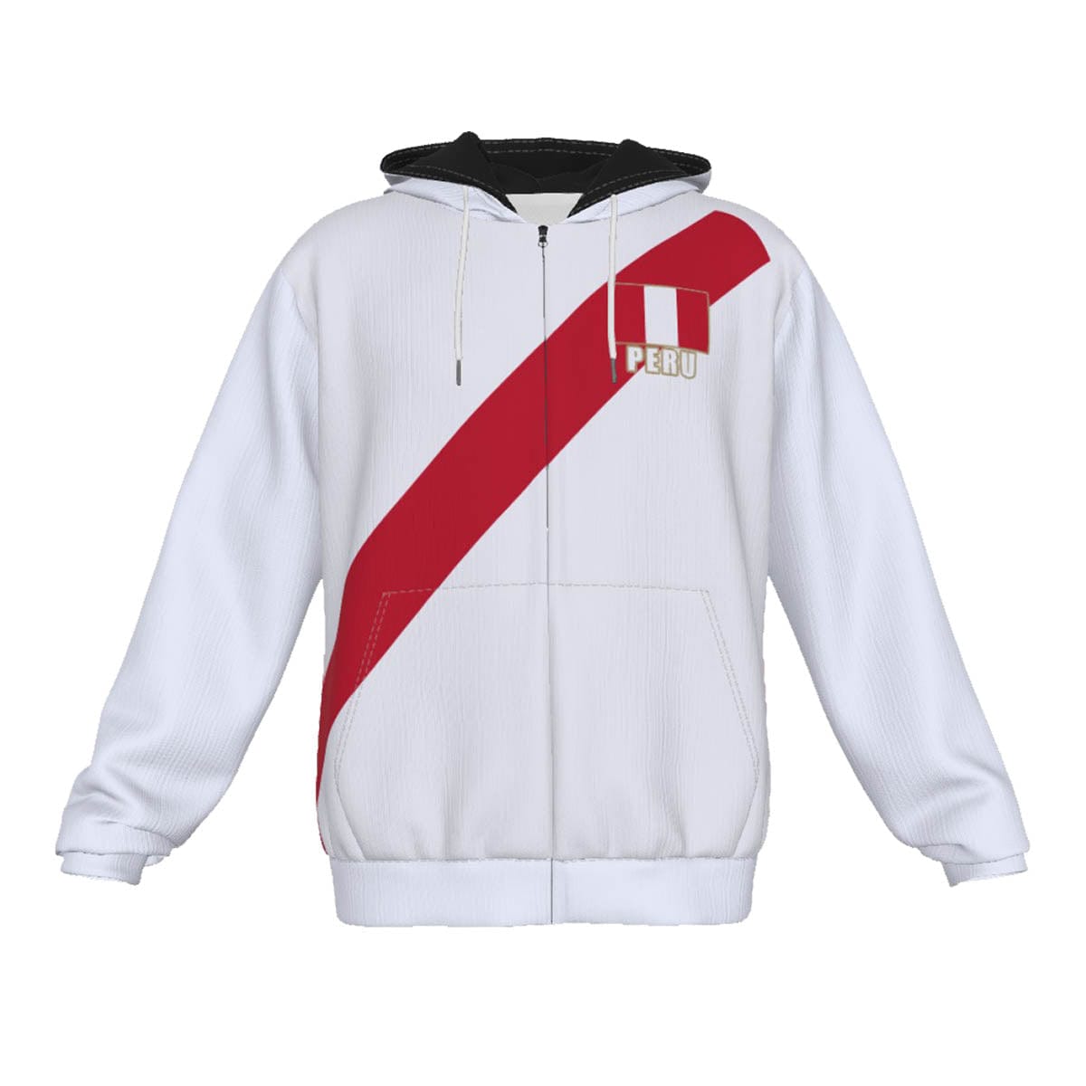 Peru Unisex Football Fan Zip Hoodie Front