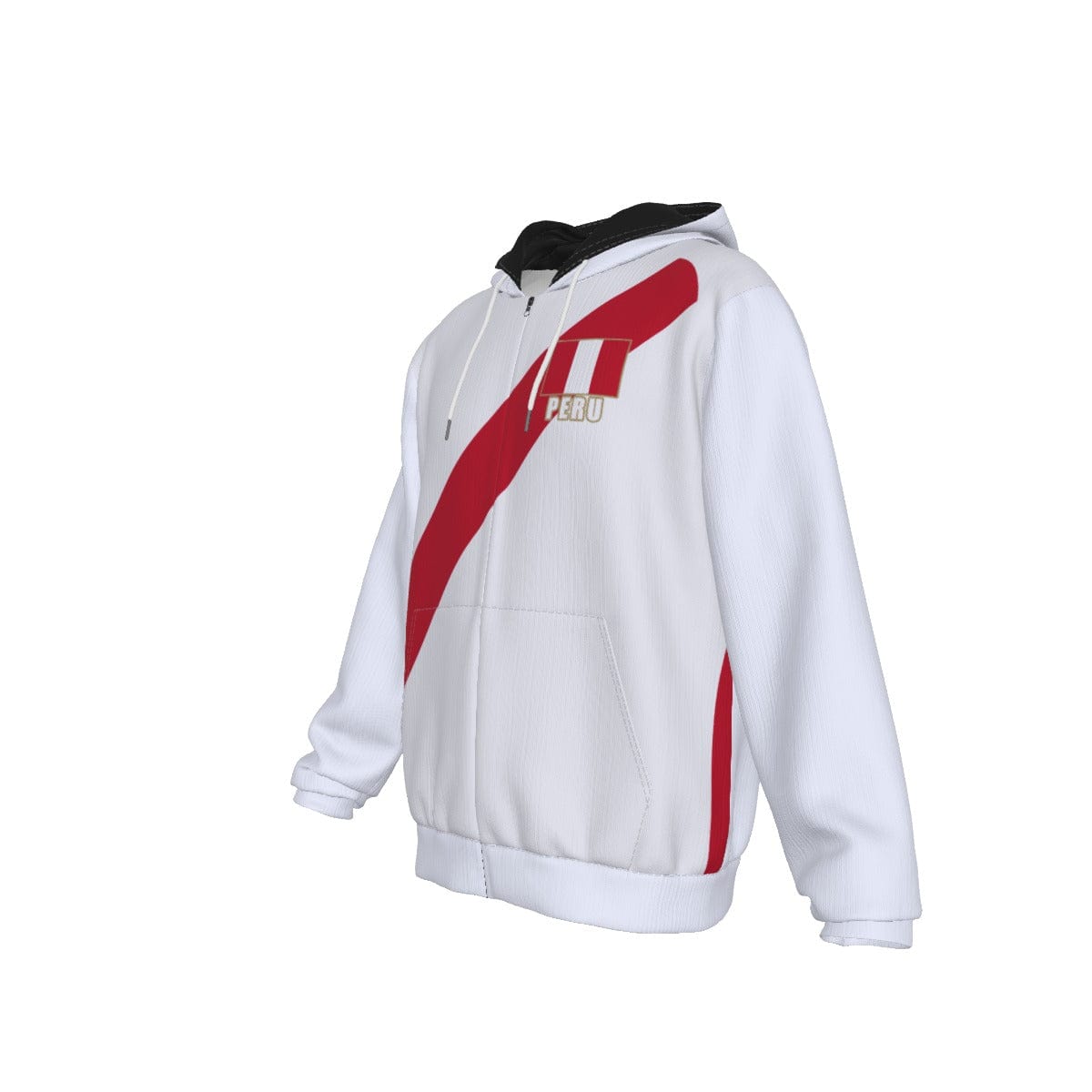 Peru Unisex Football Fan Zip Hoodie Front Left