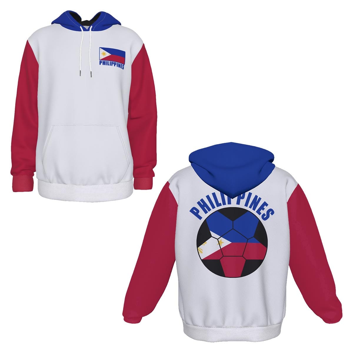 Philippines Unisex Football Fan Pullover Hoodie Front and Back