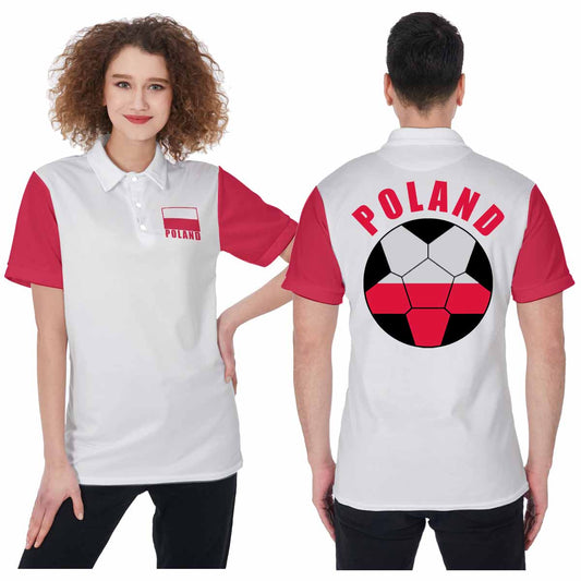 Poland Unisex Football Fan Polo Shirt Front and Back