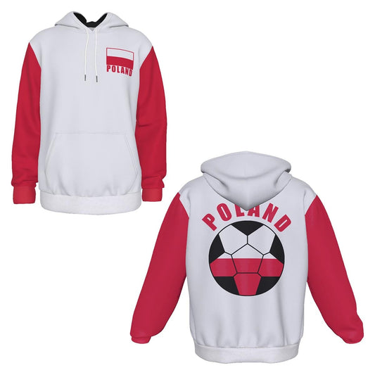 Poland Unisex Football Fan Pullover Hoodie Front and Back