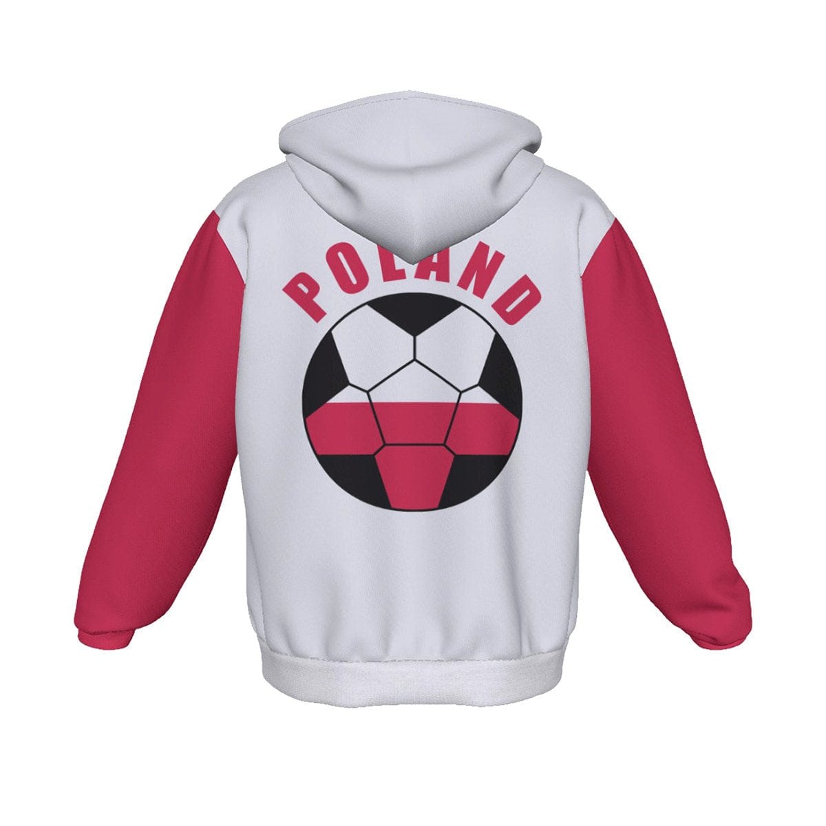 Poland Unisex Football Fan Zip Hoodie Back