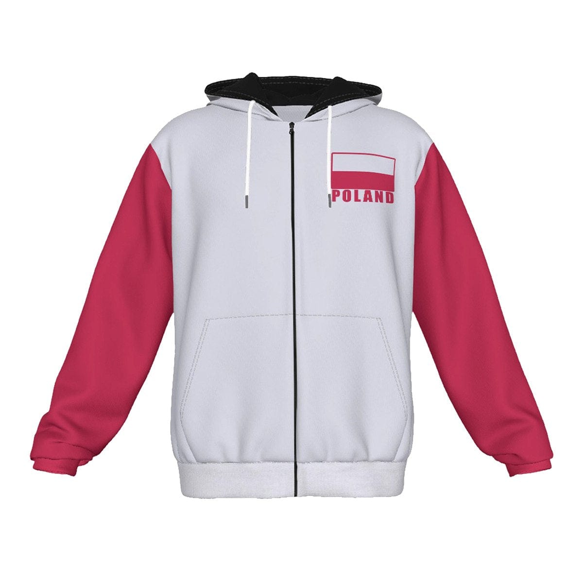 Poland Unisex Football Fan Zip Hoodie Front