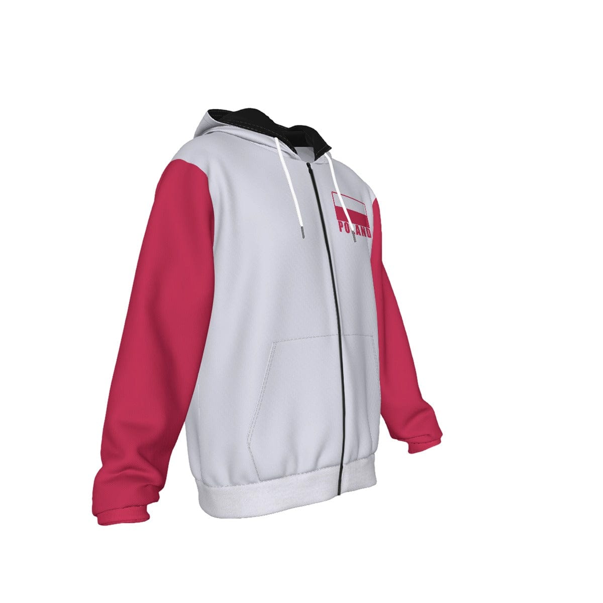 Poland Unisex Football Fan Zip Hoodie Front Right