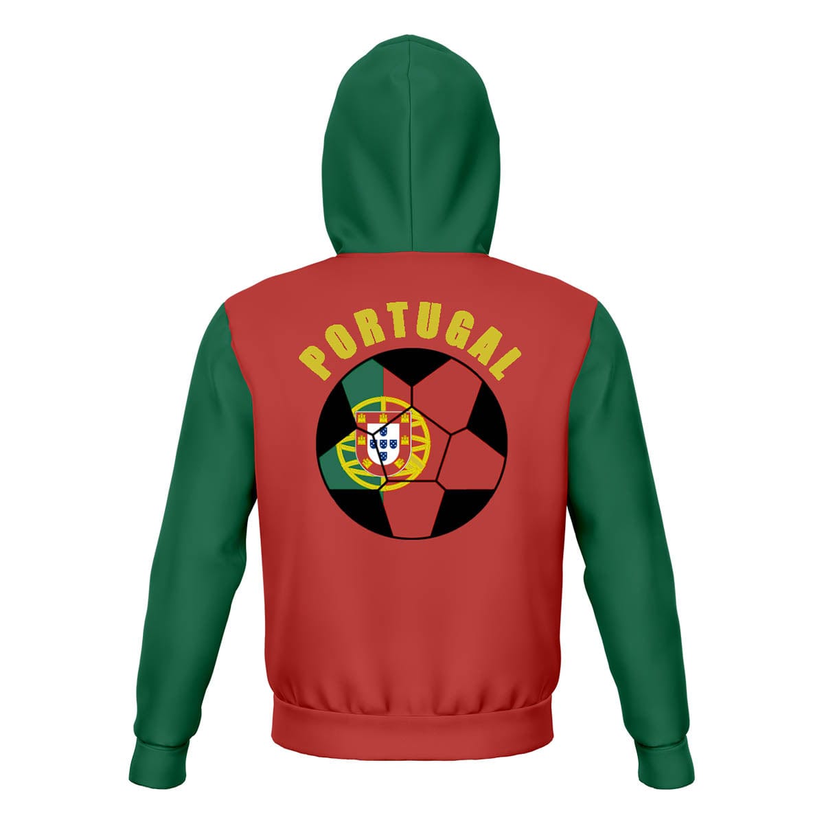 Portugal Unisex Football Fan Pullover Hoodie Back with Hoodie Up