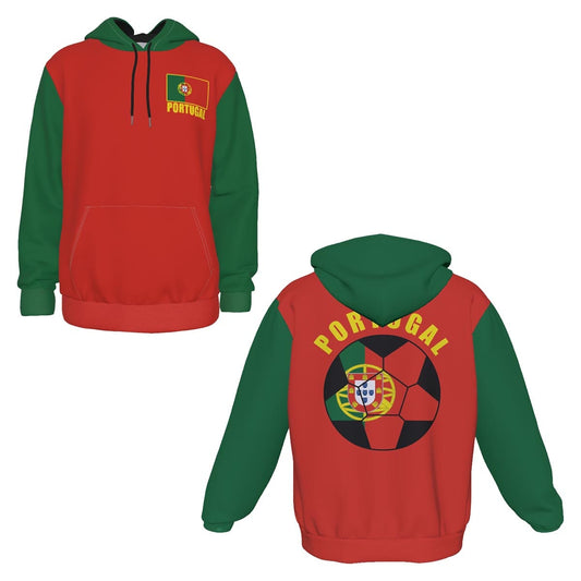 Portugal Unisex Football Fan Pullover Hoodie Front and Back