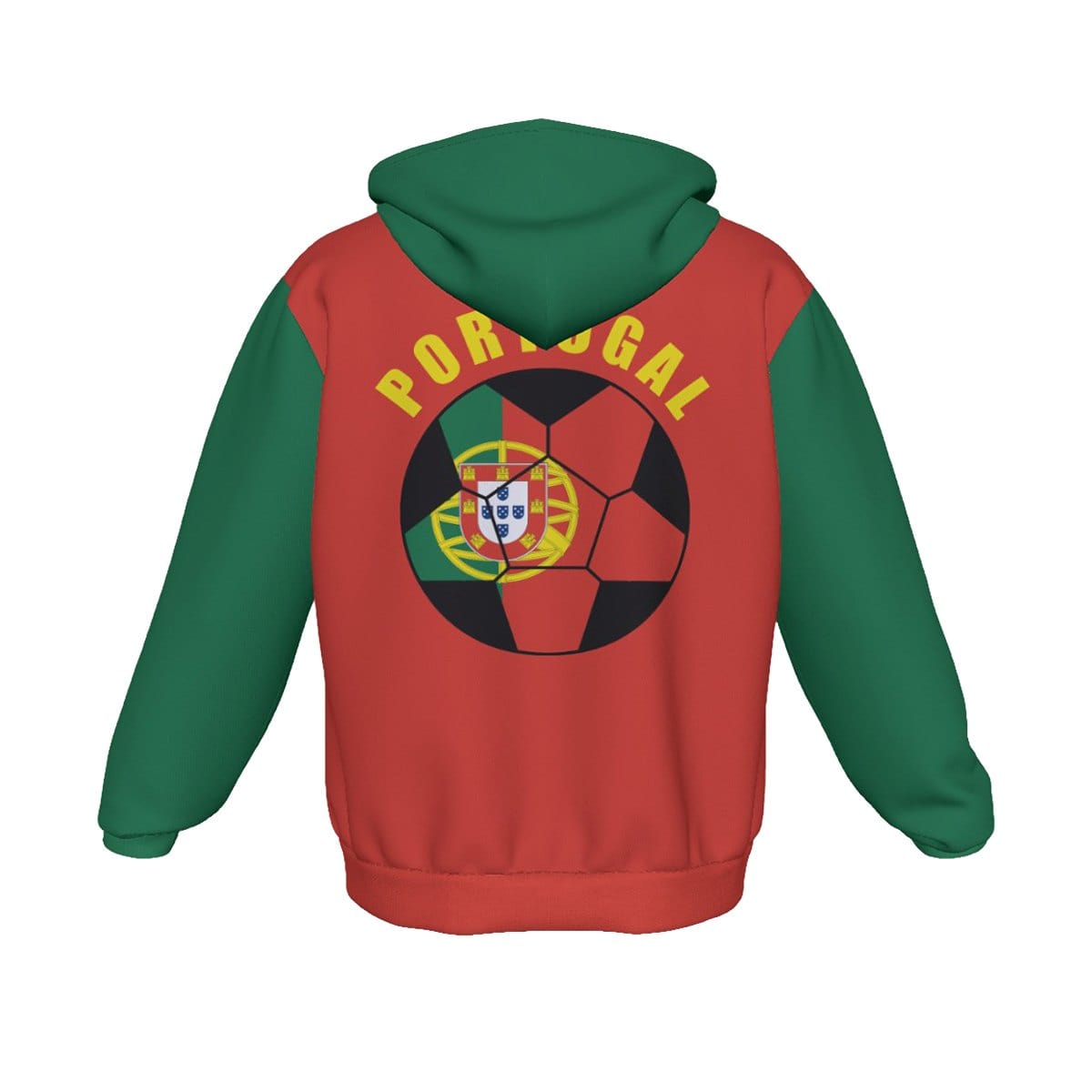 Portugal Unisex Football Fan Zip Hoodie Back