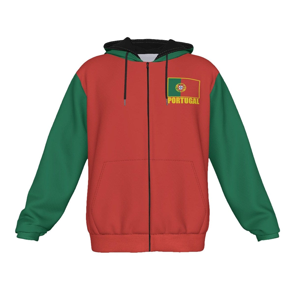 Portugal Unisex Football Fan Zip Hoodie Front