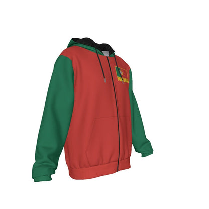 Portugal Unisex Football Fan Zip Hoodie Front Right