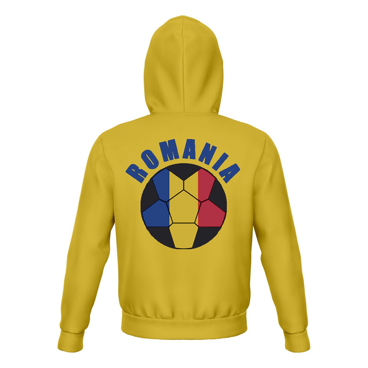 Romania Unisex Football Fan Pullover Hoodie Back with Hood Up