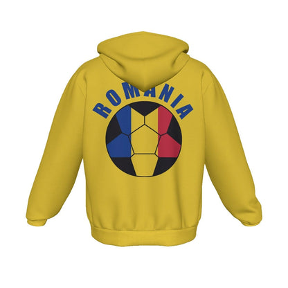 Romania Unisex Football Fan Zip Hoodie Back