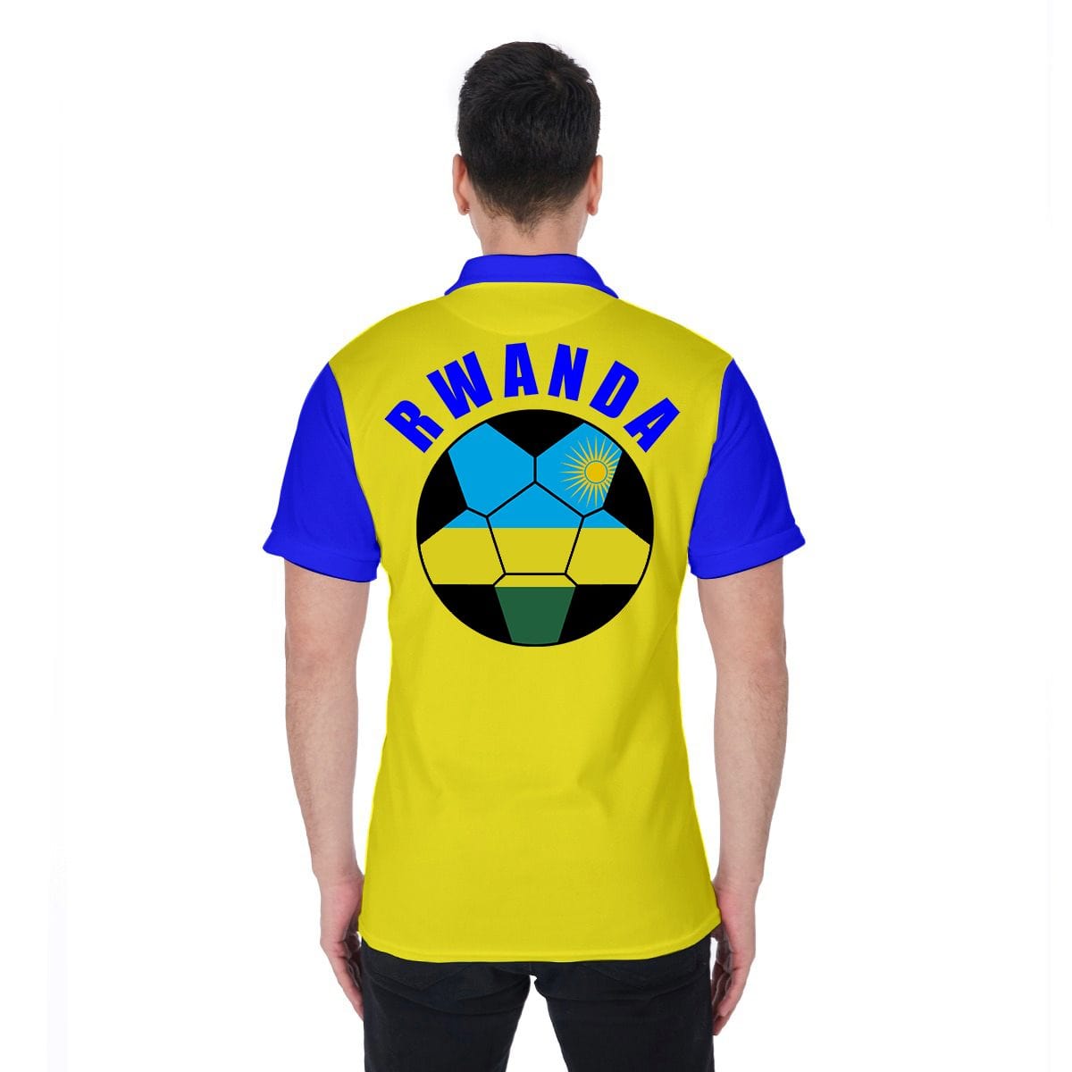 Rwanda Unisex Football Fan Polo Shirt Back